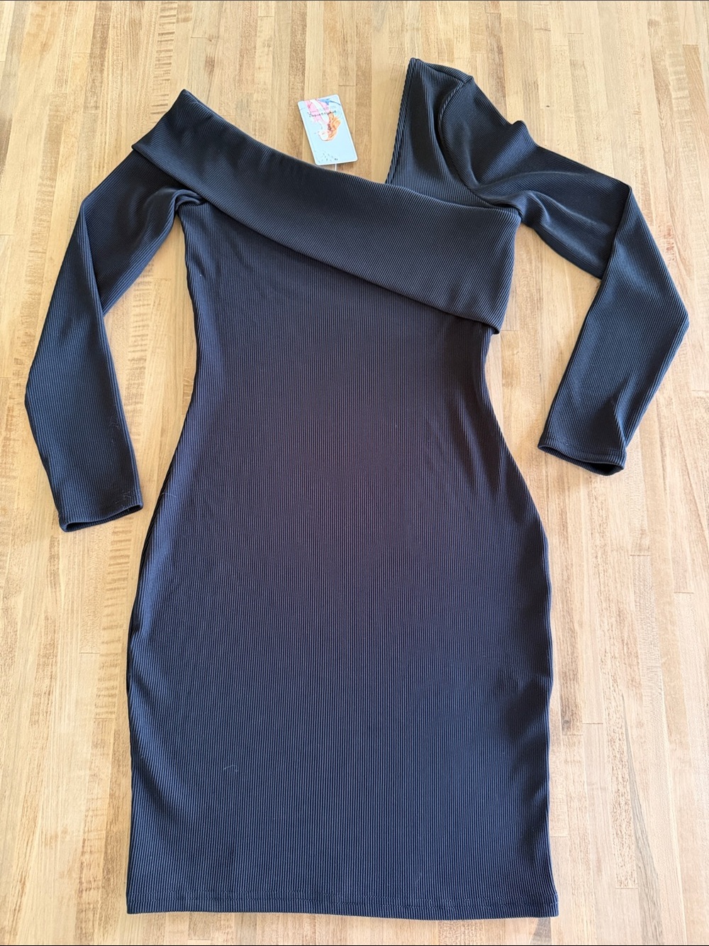 NWT Off-Shoulder Long Sleeve Black Bodycon Dress